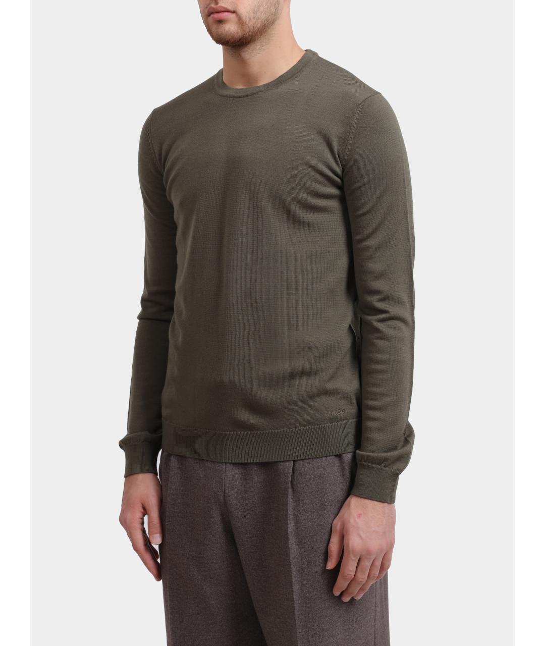 HUGO Хаки шерстяной джемпер / свитер, фото 3