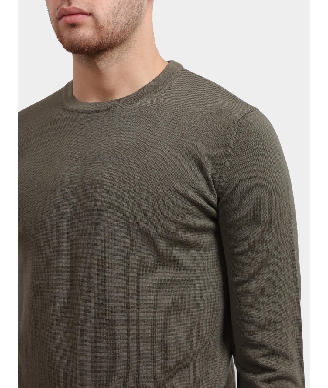 HUGO Хаки шерстяной джемпер / свитер, фото 4