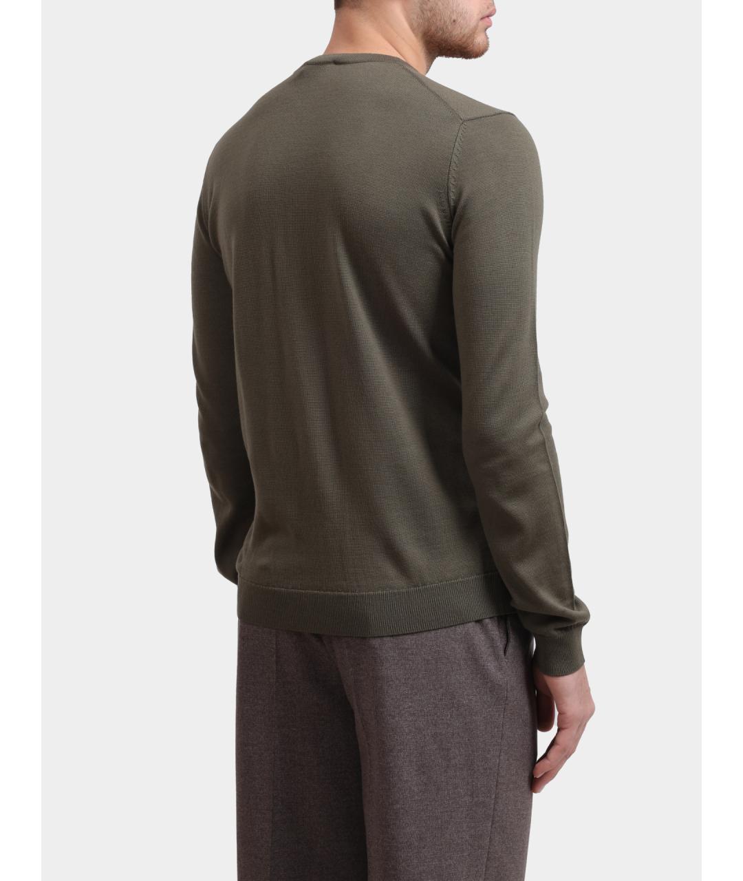 HUGO Хаки шерстяной джемпер / свитер, фото 5