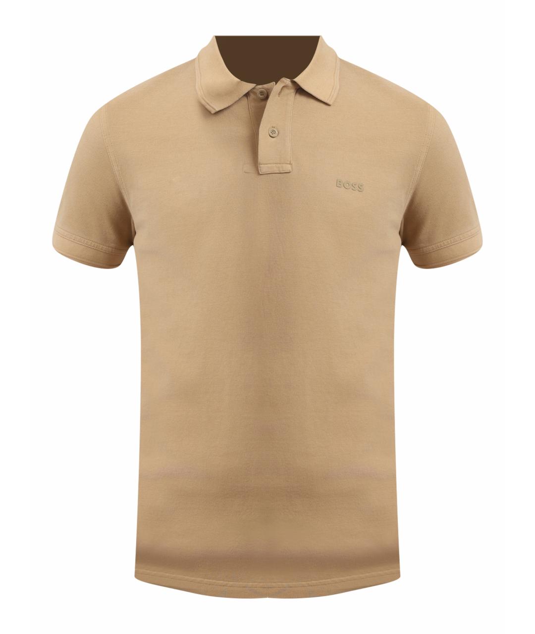 HUGO BOSS Бежевое хлопковое поло с коротким рукавом, фото 1