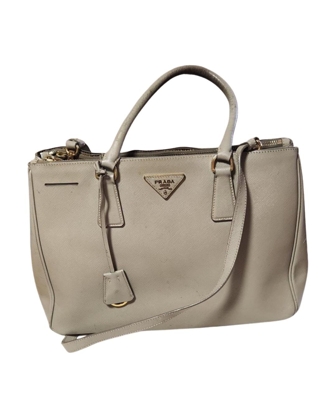 PRADA Серая кожаная сумка с короткими ручками, фото 1