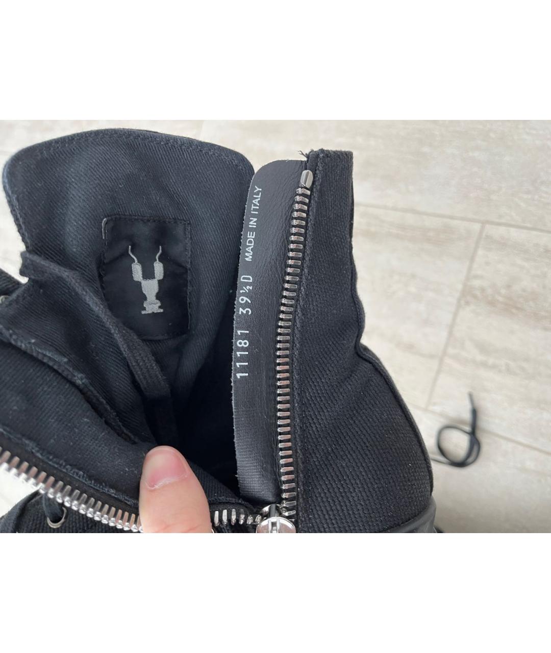 RICK OWENS DRKSHDW Черные текстильные высокие кроссовки / кеды, фото 7