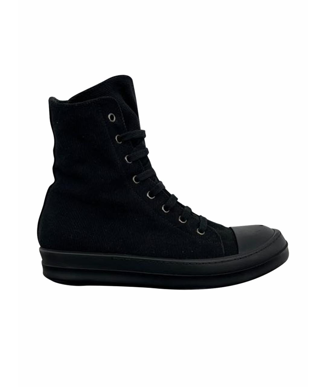 RICK OWENS DRKSHDW Черные текстильные высокие кроссовки / кеды, фото 1