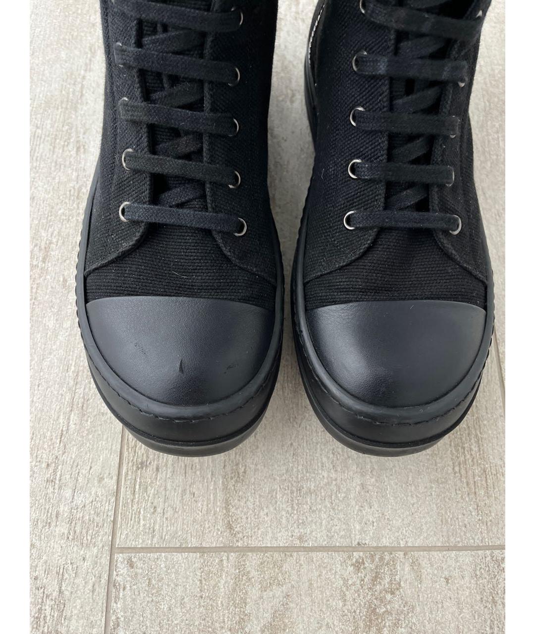 RICK OWENS DRKSHDW Черные текстильные высокие кроссовки / кеды, фото 2