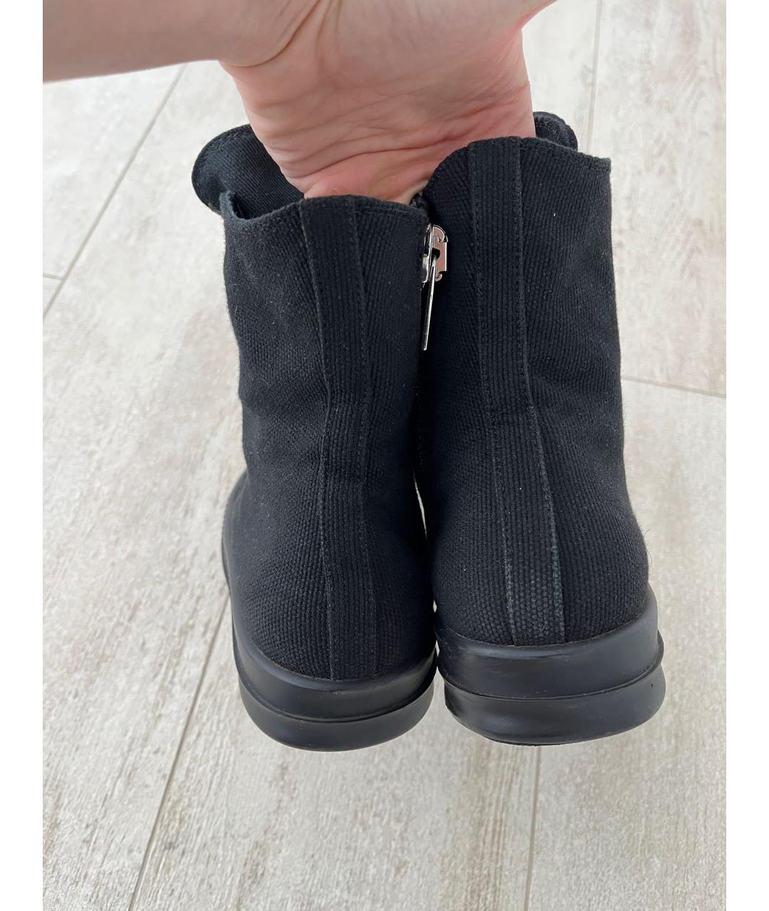 RICK OWENS DRKSHDW Черные текстильные высокие кроссовки / кеды, фото 3