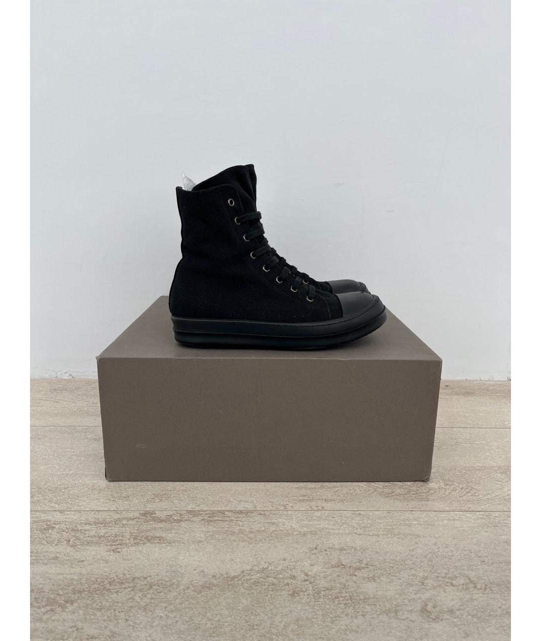RICK OWENS DRKSHDW Черные текстильные высокие кроссовки / кеды, фото 8