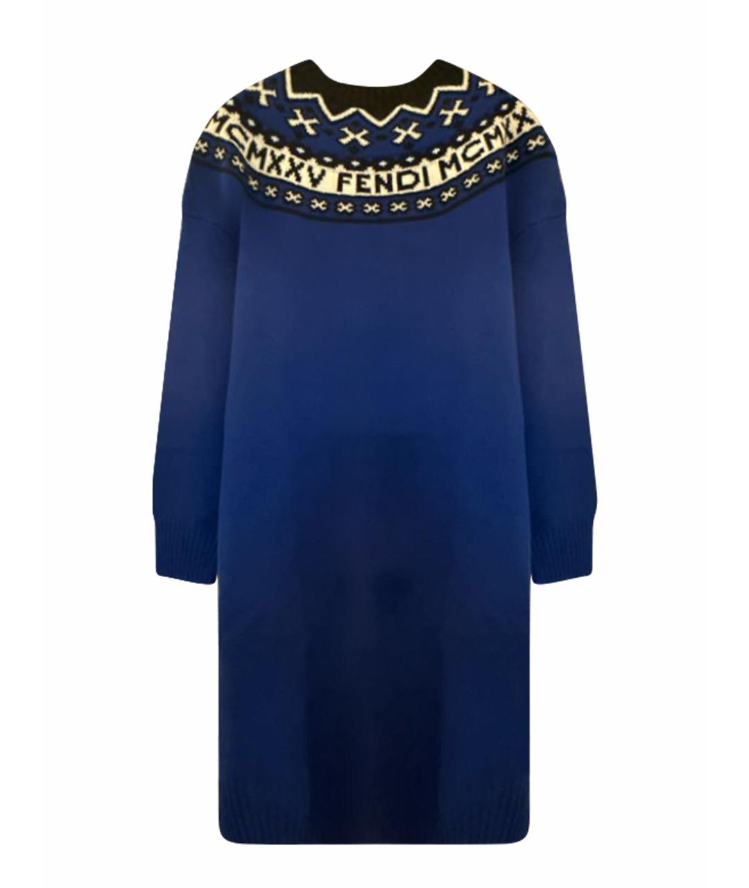 FENDI Синее шерстяное платье, фото 1