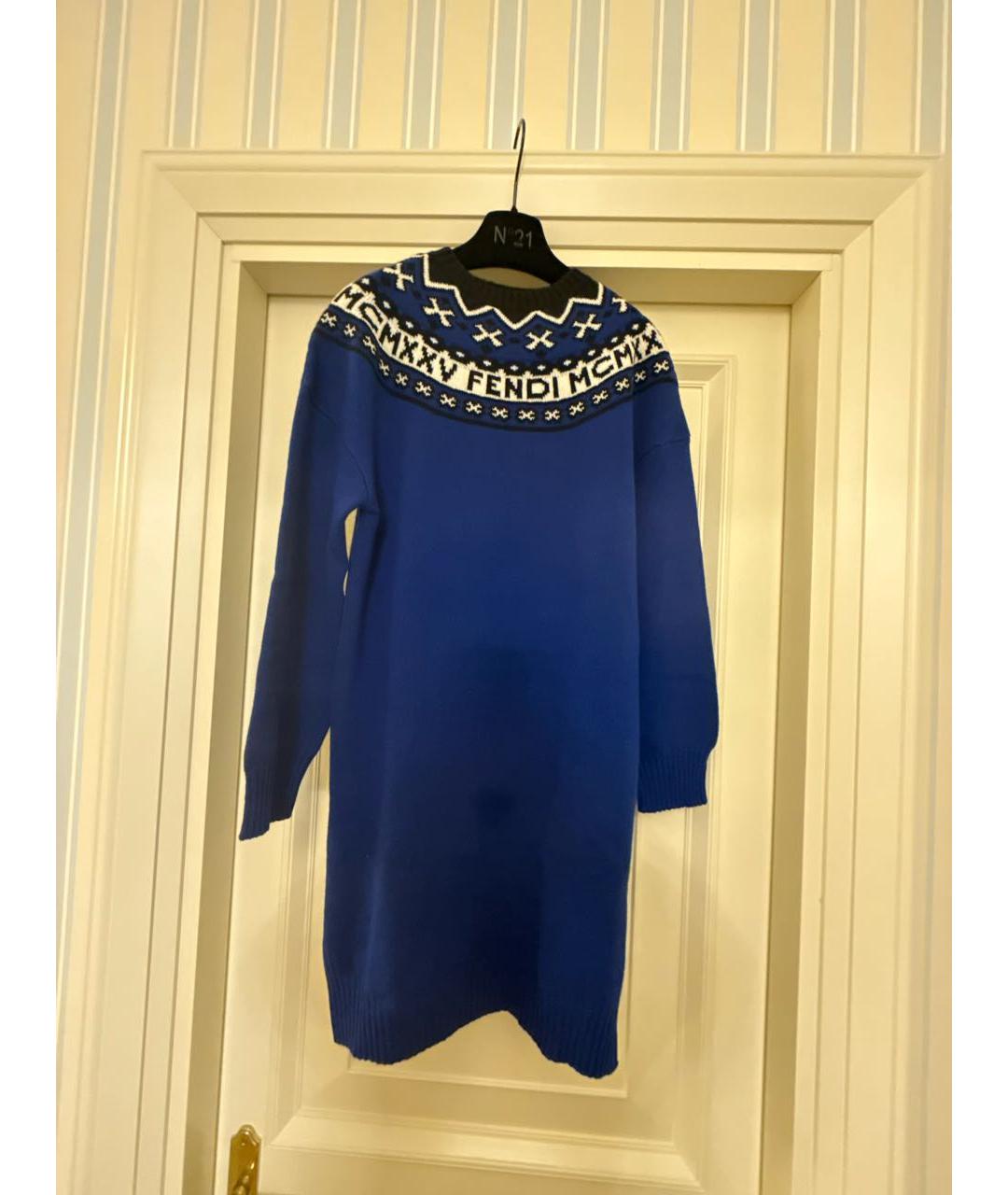 FENDI Синее шерстяное платье, фото 5