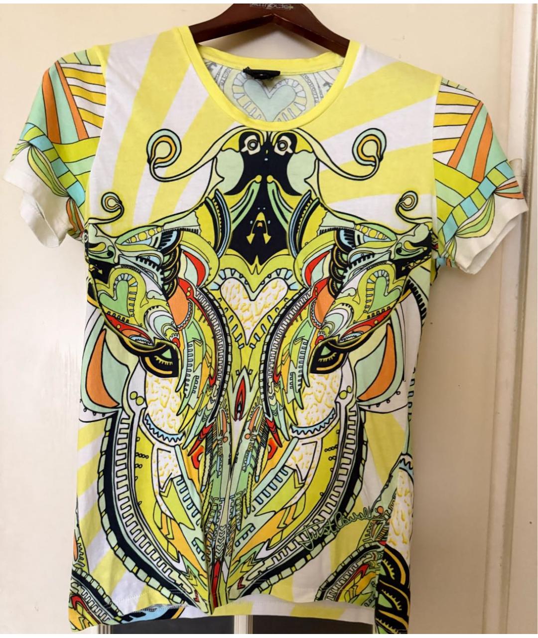 JUST CAVALLI Мульти хлопко-эластановая футболка, фото 2