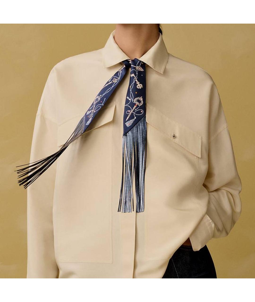 HERMES Темно-синий шелковый платок, фото 3