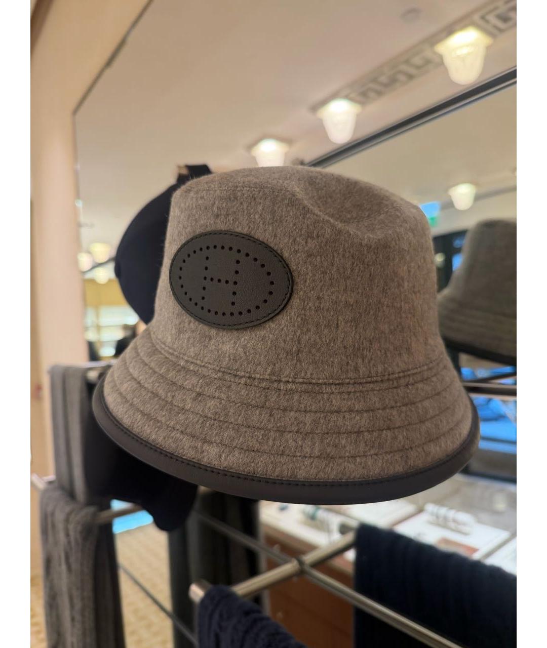 HERMES Серая кашемировая панама, фото 2