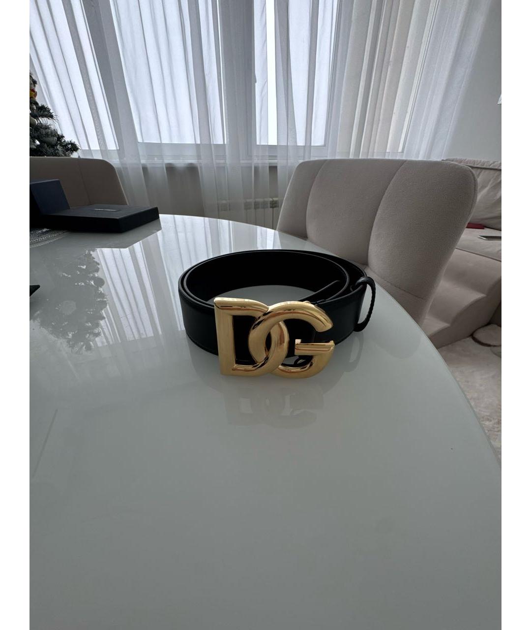 DOLCE&GABBANA Черный кожаный ремень, фото 8