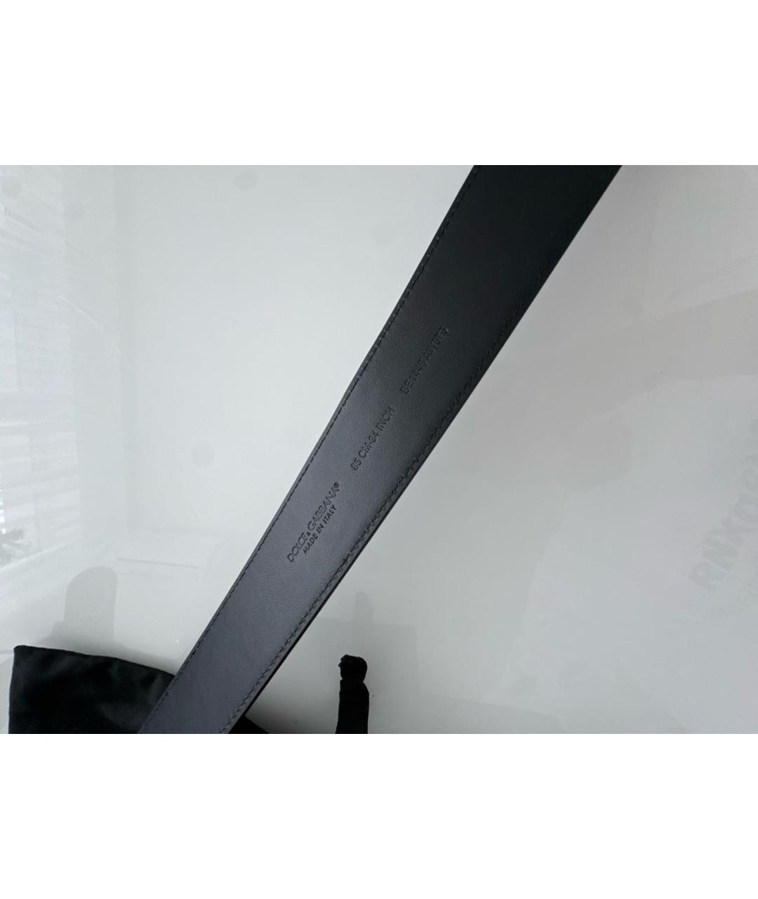 DOLCE&GABBANA Черный кожаный ремень, фото 3