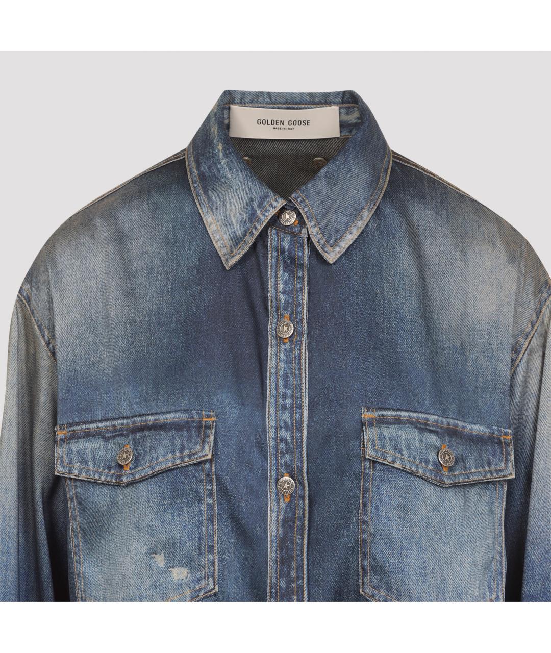 GOLDEN GOOSE DELUXE BRAND Синяя полиэстеровая рубашка, фото 3