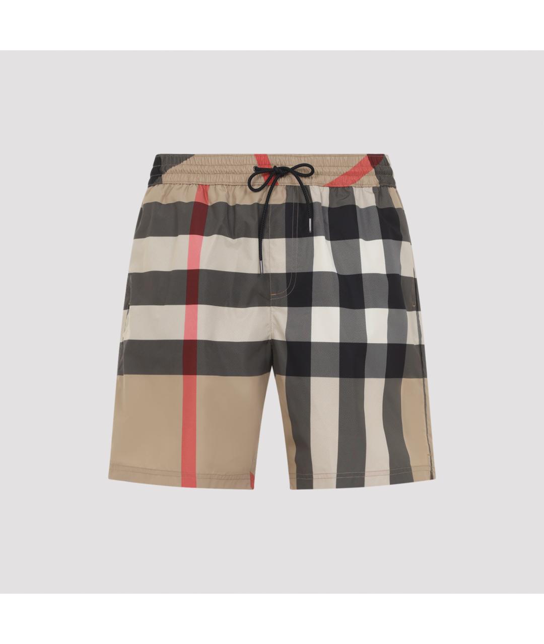 BURBERRY Бежевые полиэстеровые шорты, фото 2