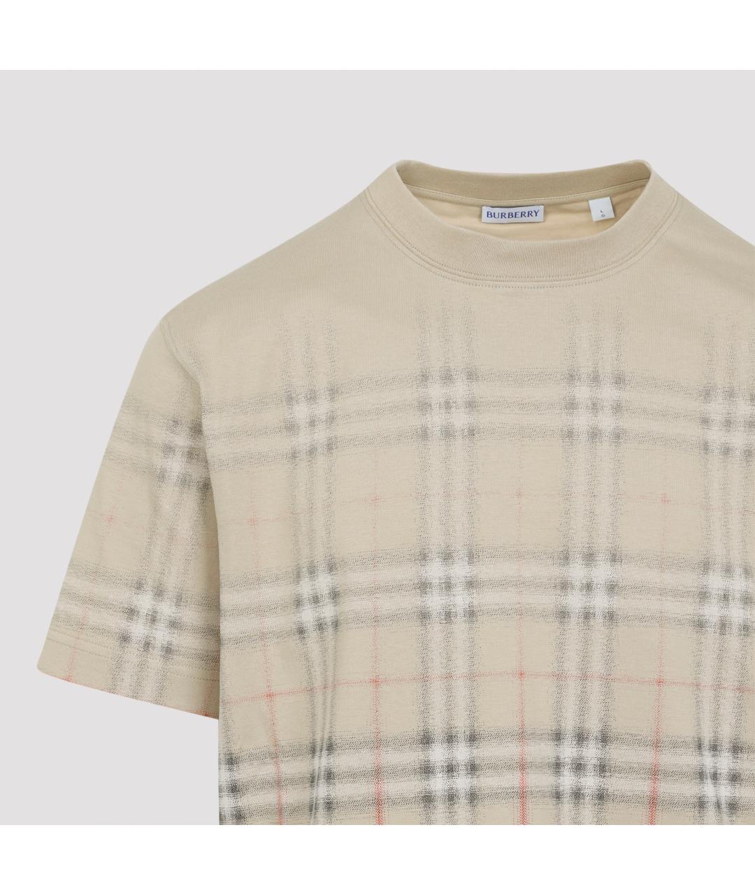 BURBERRY Бежевая хлопковая футболка, фото 4