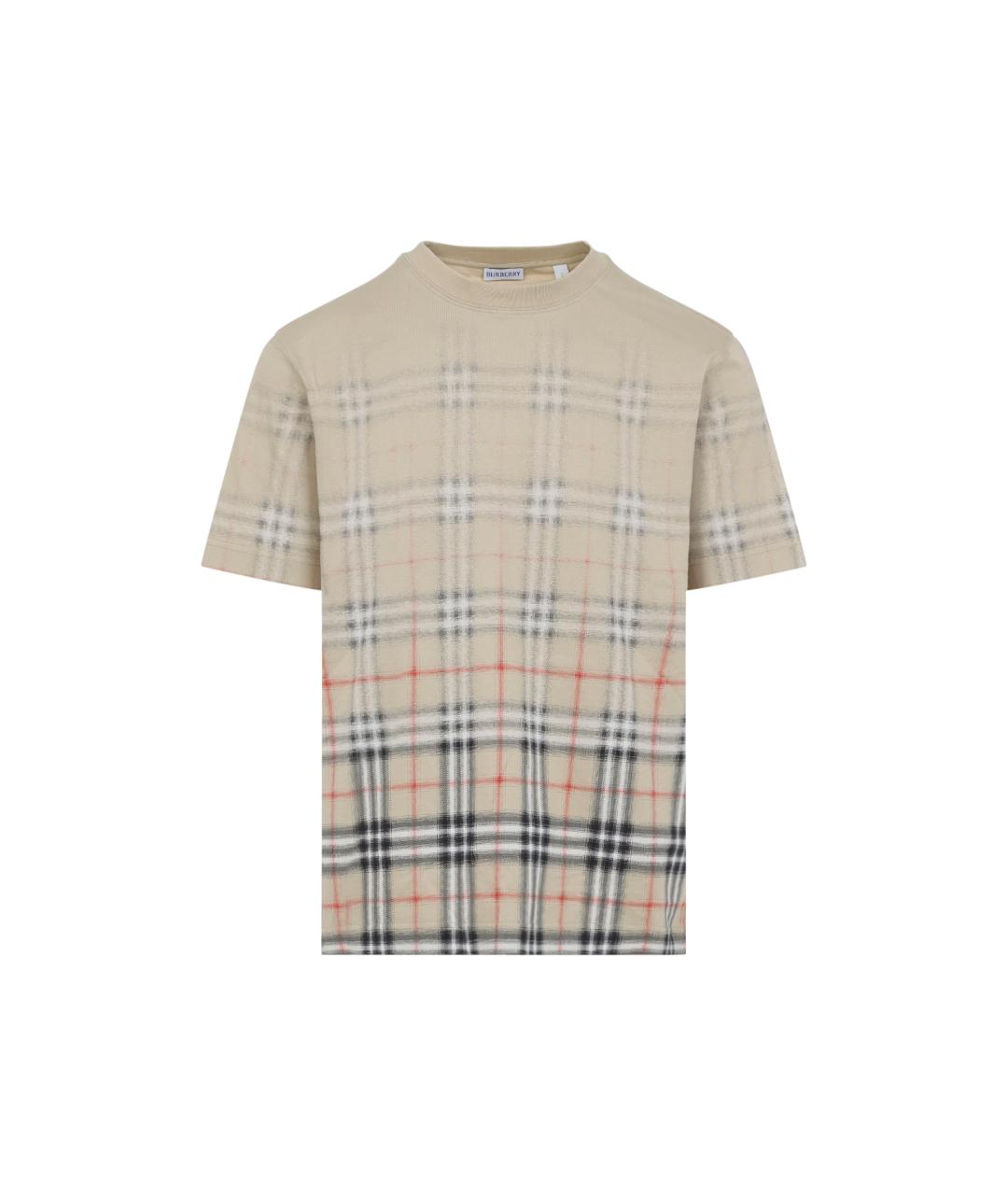 BURBERRY Бежевая хлопковая футболка, фото 1