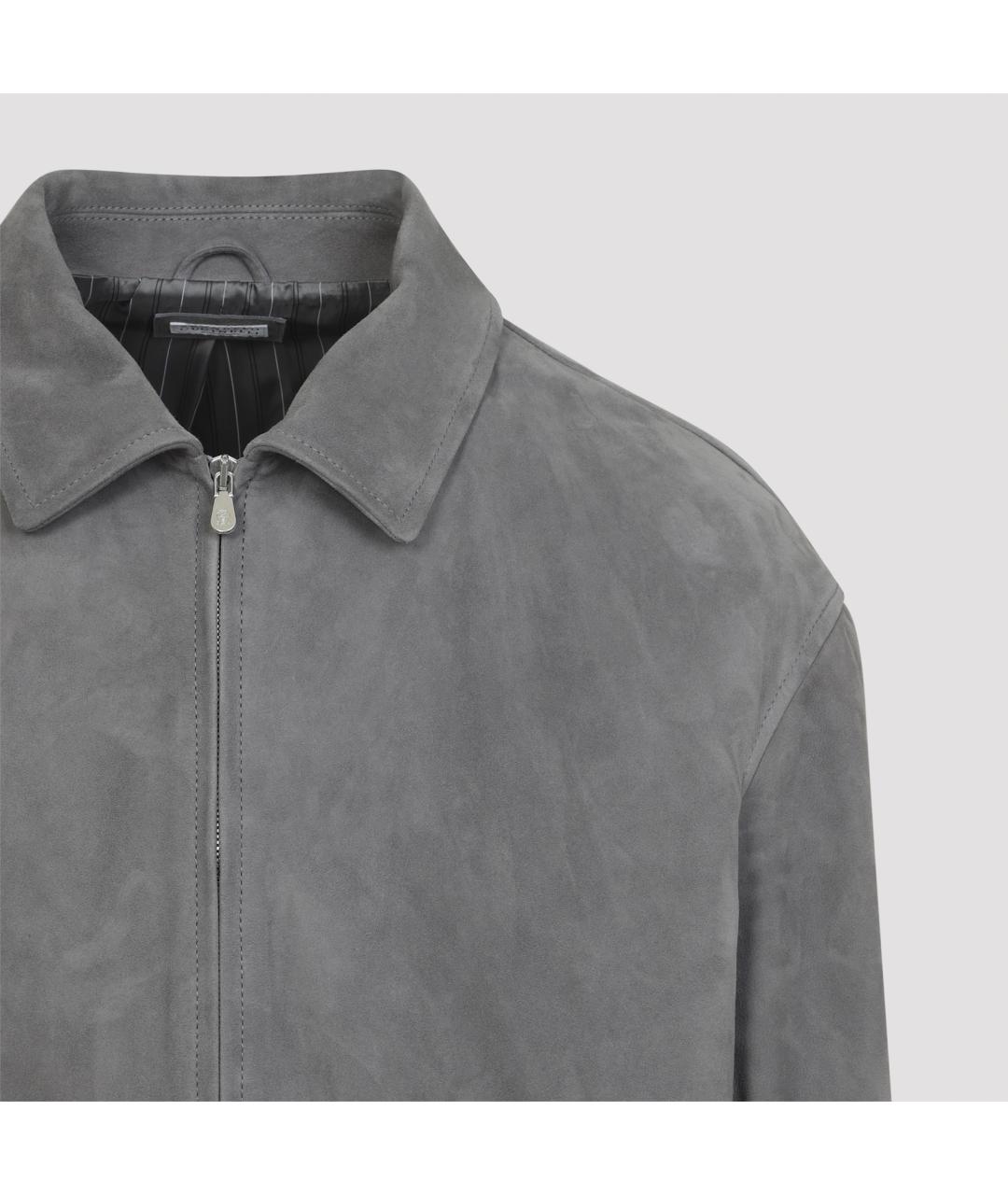 BRUNELLO CUCINELLI Серая кожаная куртка, фото 4