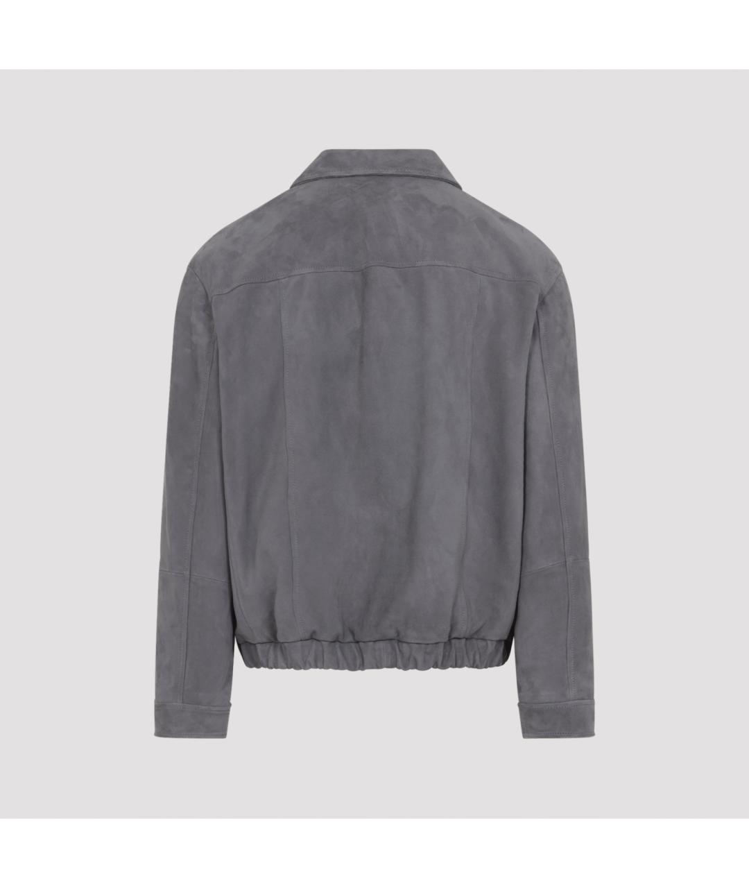 BRUNELLO CUCINELLI Серая кожаная куртка, фото 2