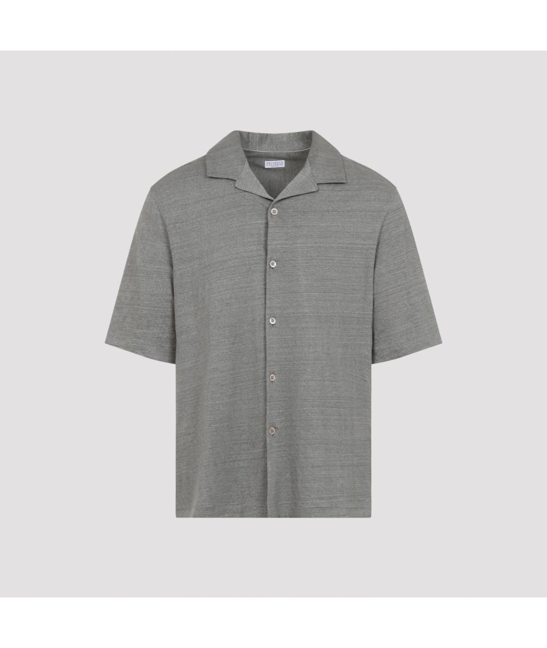 BRUNELLO CUCINELLI Серая хлопковая кэжуал рубашка, фото 2