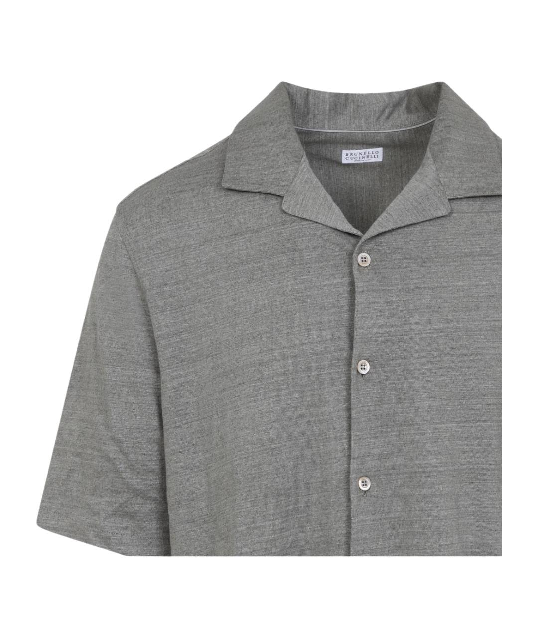 BRUNELLO CUCINELLI Серая хлопковая кэжуал рубашка, фото 3