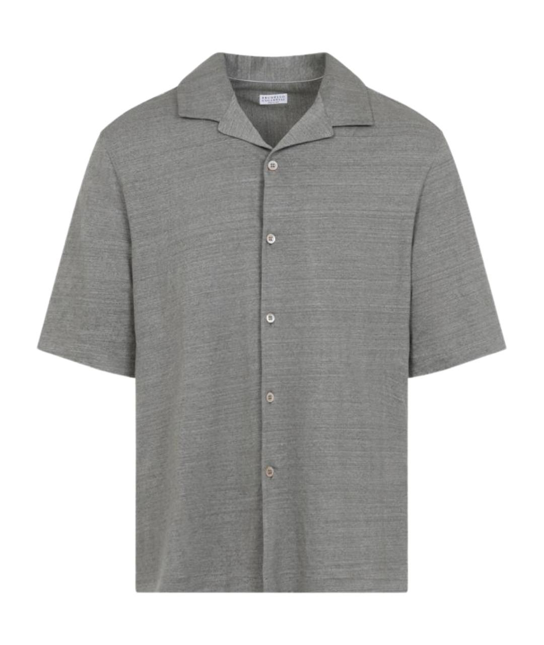 BRUNELLO CUCINELLI Серая хлопковая кэжуал рубашка, фото 1