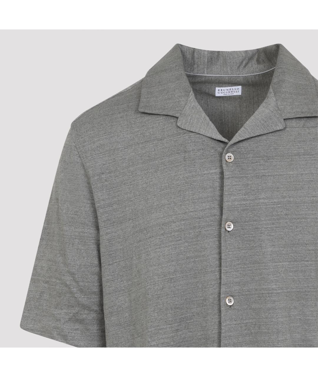 BRUNELLO CUCINELLI Серая хлопковая кэжуал рубашка, фото 4