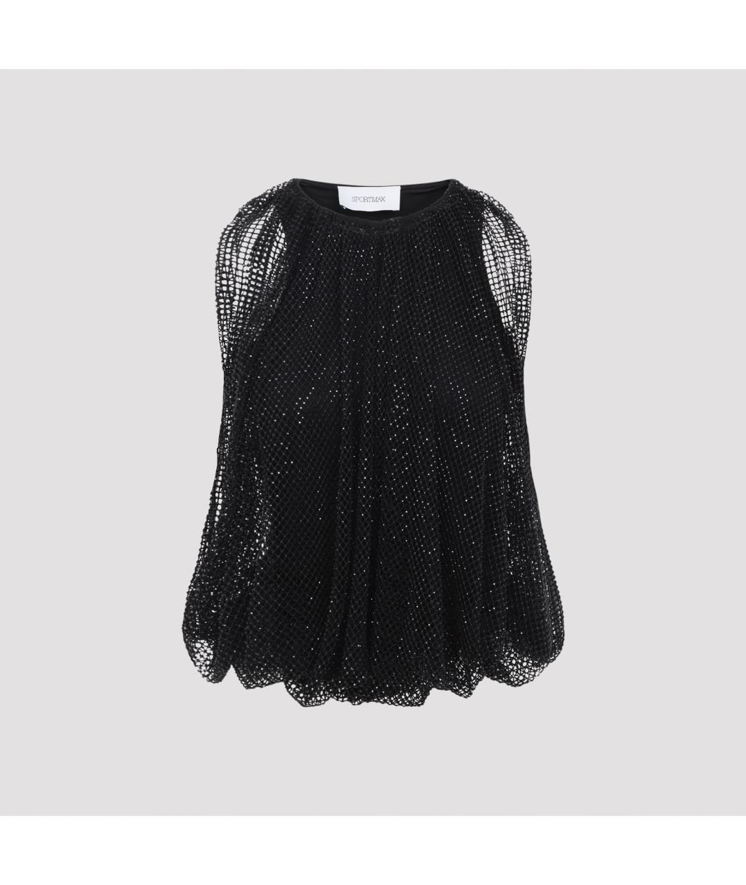 SPORTMAX Черная полиамидовая блузы, фото 2