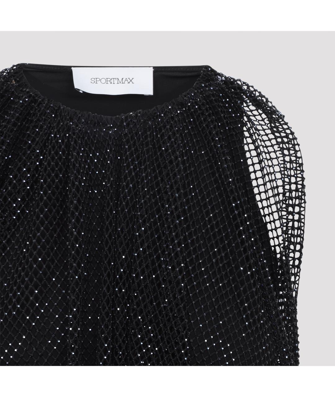 SPORTMAX Черная полиамидовая блузы, фото 4