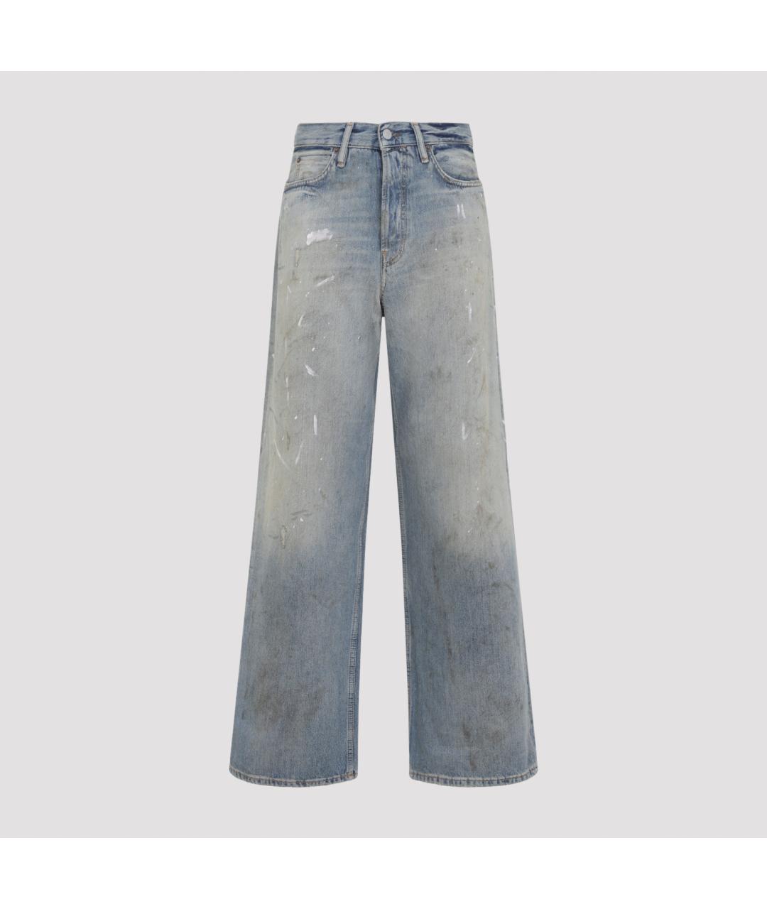 ACNE STUDIOS Голубые хлопковые прямые джинсы, фото 3