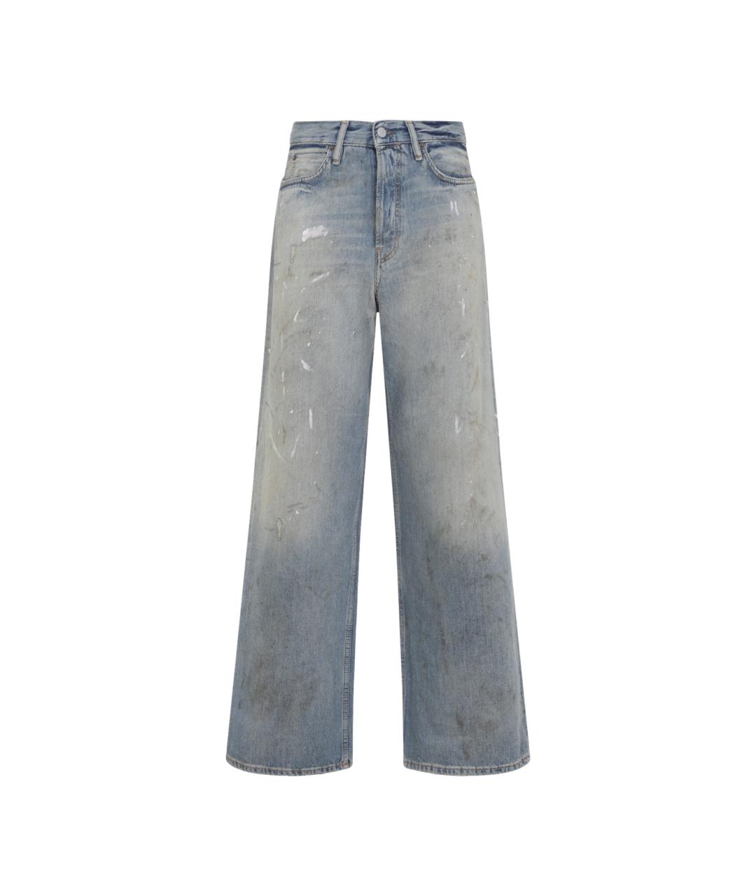 ACNE STUDIOS Голубые хлопковые прямые джинсы, фото 1