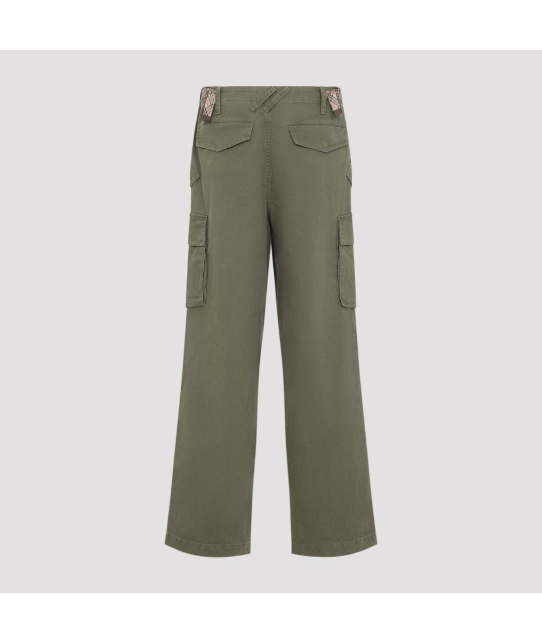 BURBERRY Зеленые хлопковые повседневные брюки, фото 3