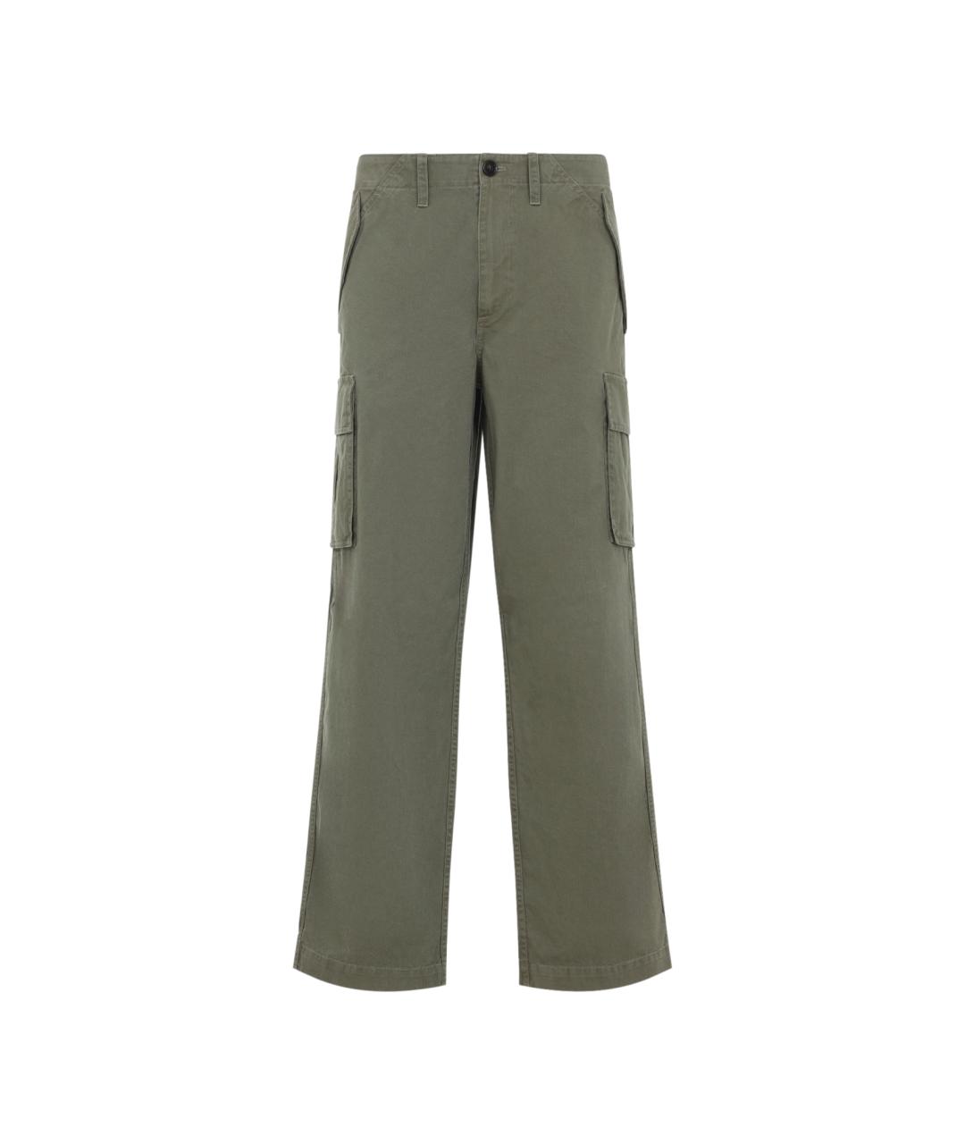 BURBERRY Зеленые хлопковые повседневные брюки, фото 1