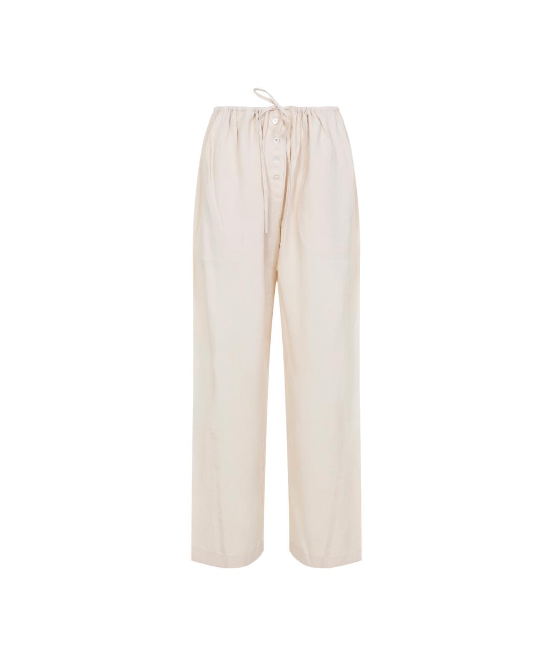 STUDIO NICHOLSON Бежевые полиэстеровые прямые брюки, фото 1