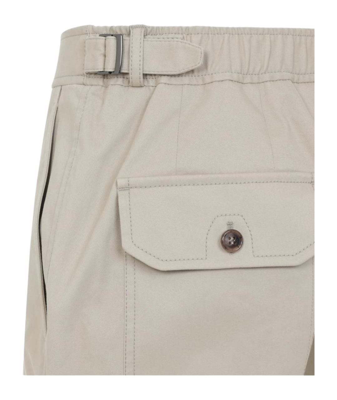 BRIONI Бежевые хлопковые повседневные брюки, фото 4