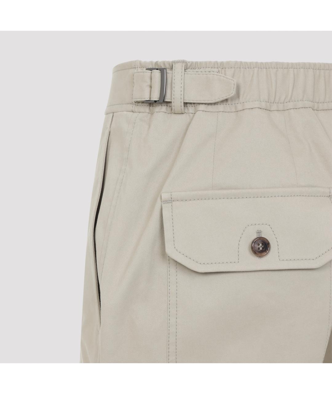BRIONI Бежевые хлопковые повседневные брюки, фото 4