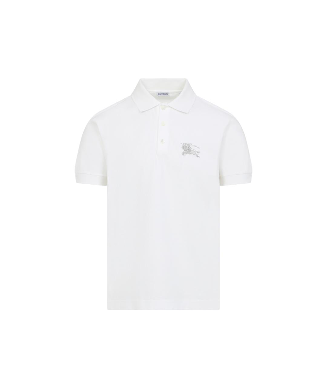 BURBERRY Белое хлопковое поло с коротким рукавом, фото 1