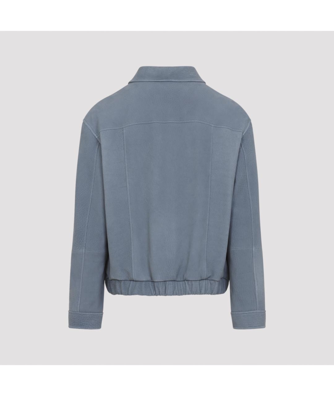 BRUNELLO CUCINELLI Голубая кожаная куртка, фото 2