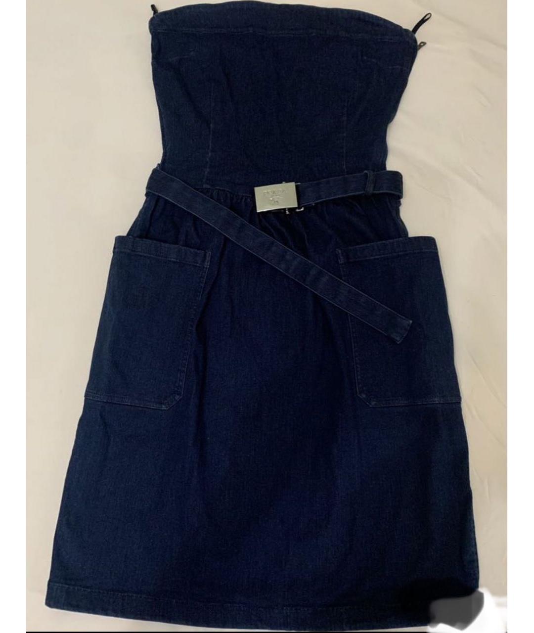 PRADA Темно-синее деним повседневное платье, фото 6