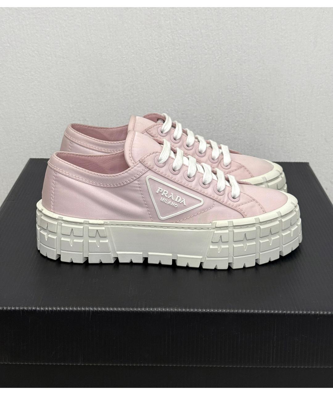 PRADA Розовые синтетические кеды, фото 6