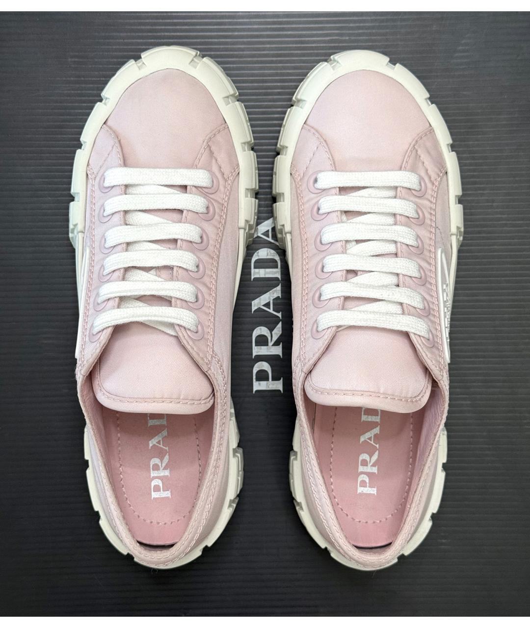 PRADA Розовые синтетические кеды, фото 3