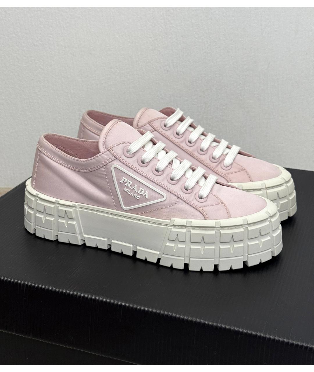 PRADA Розовые синтетические кеды, фото 2