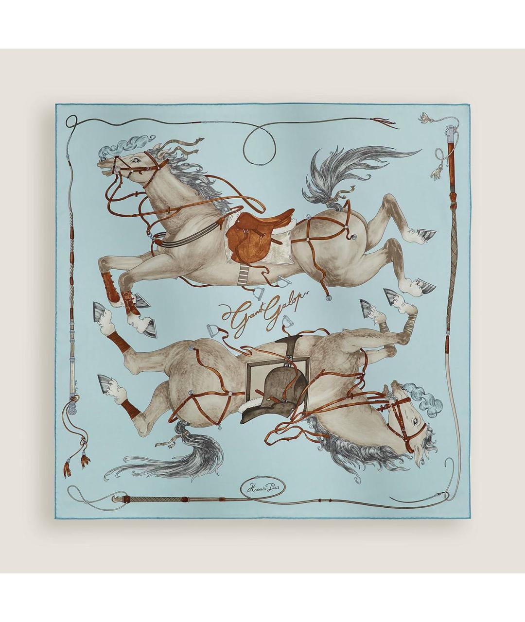 HERMES Голубой шелковый платок, фото 5