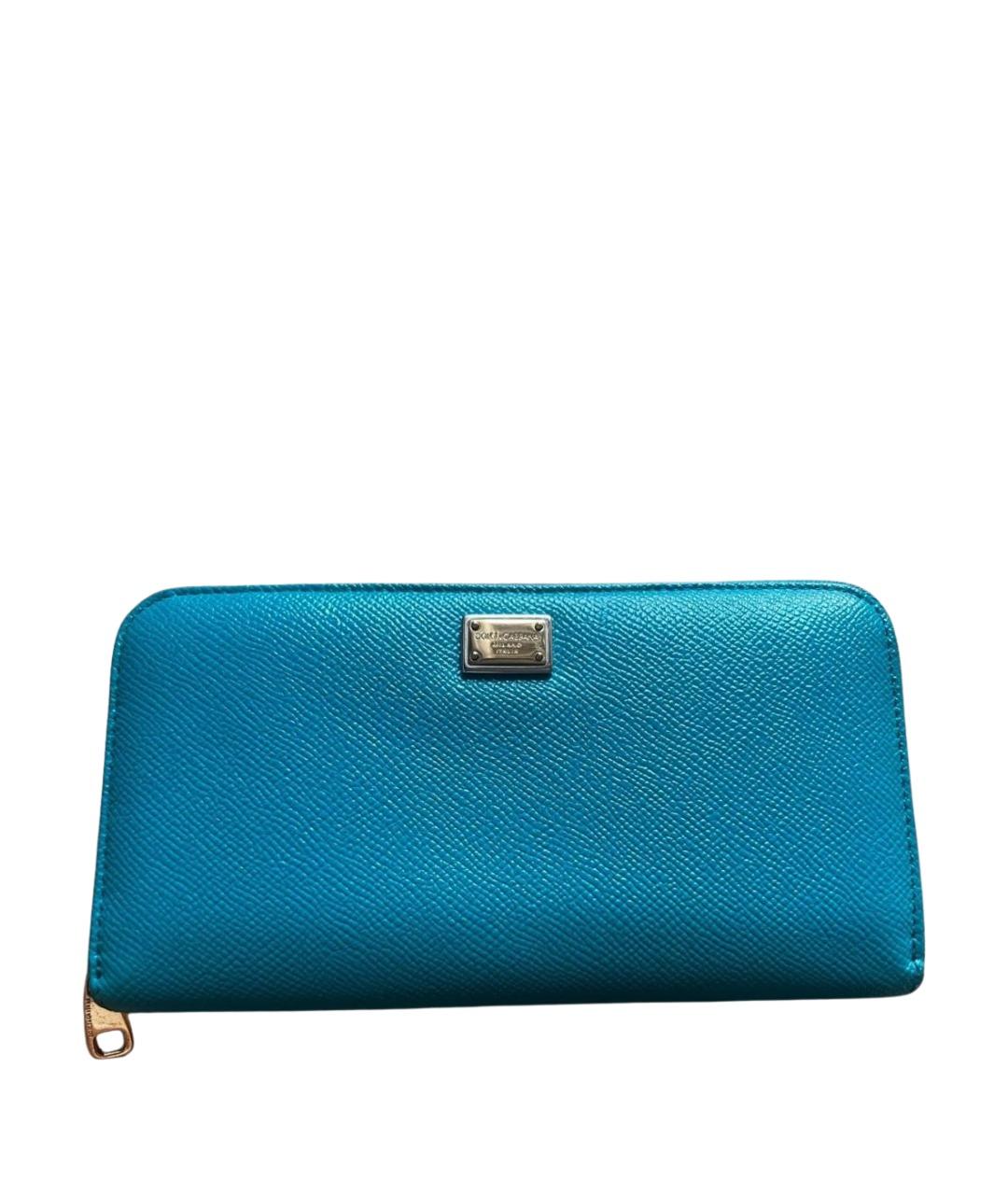 DOLCE&GABBANA Бирюзовый кожаный кошелек, фото 1