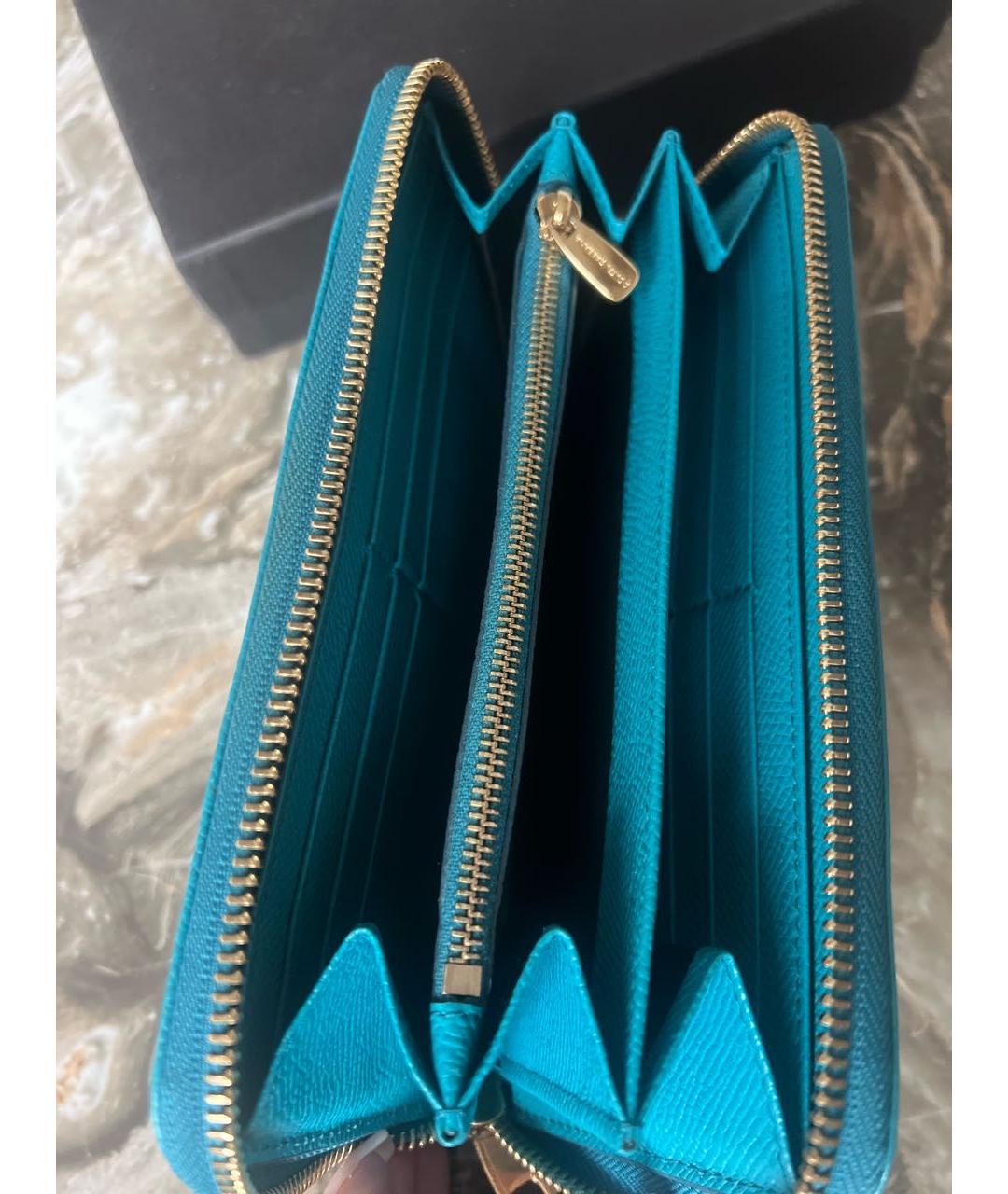 DOLCE&GABBANA Бирюзовый кожаный кошелек, фото 4