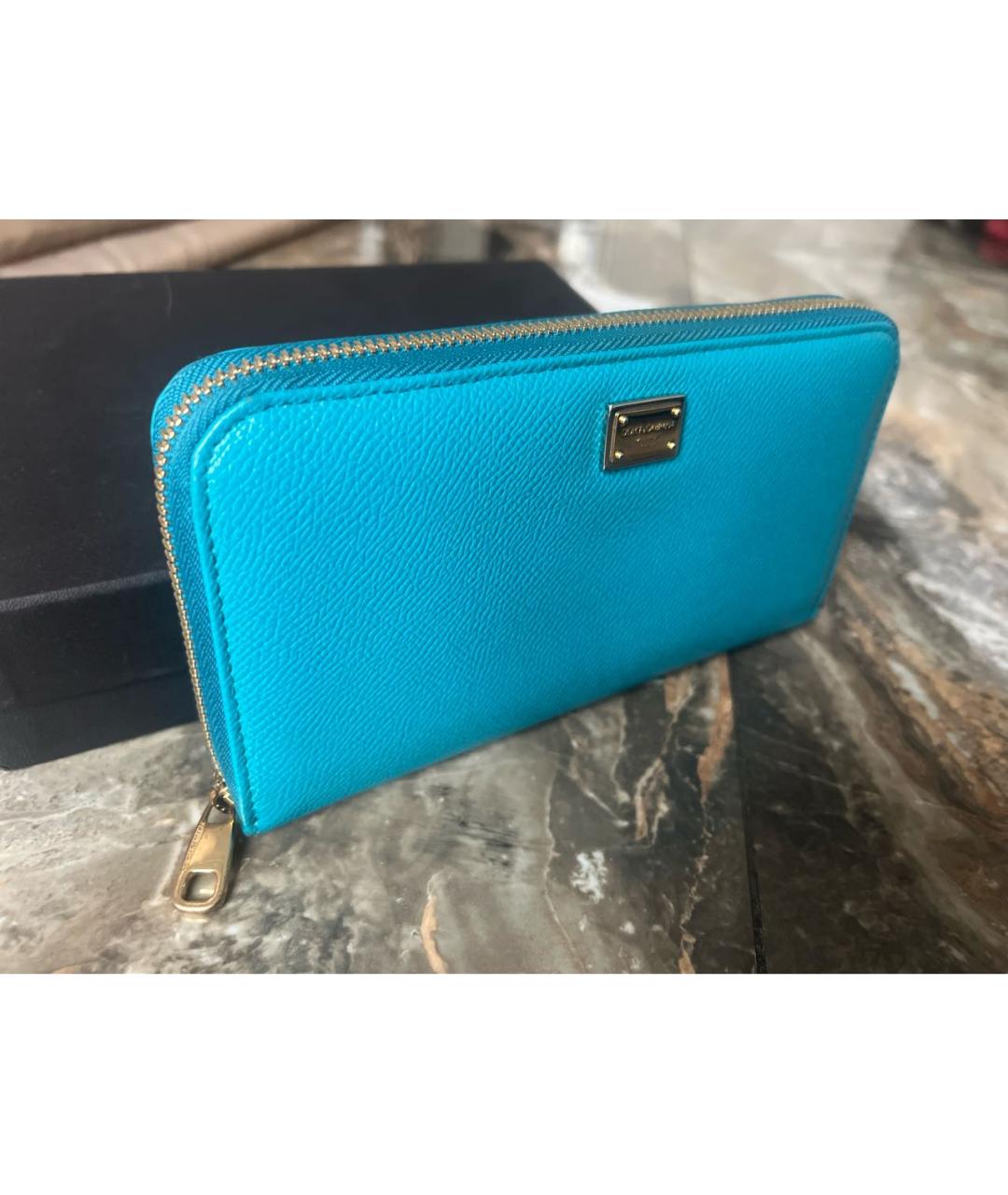 DOLCE&GABBANA Бирюзовый кожаный кошелек, фото 2