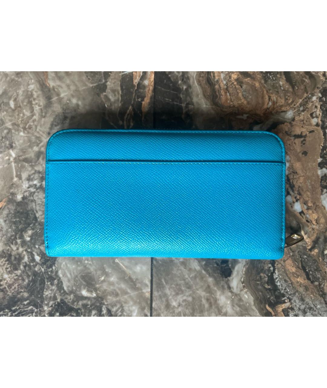 DOLCE&GABBANA Бирюзовый кожаный кошелек, фото 3