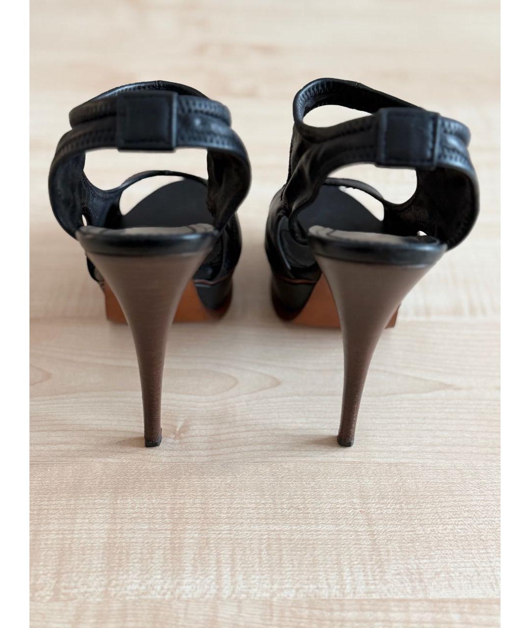 SAINT LAURENT Черные кожаные босоножки, фото 3