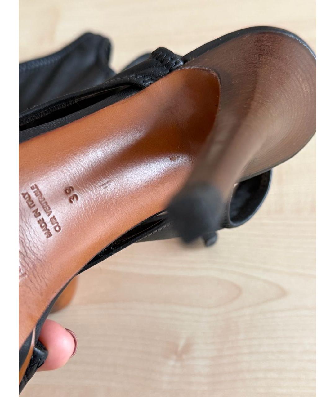 SAINT LAURENT Черные кожаные босоножки, фото 5