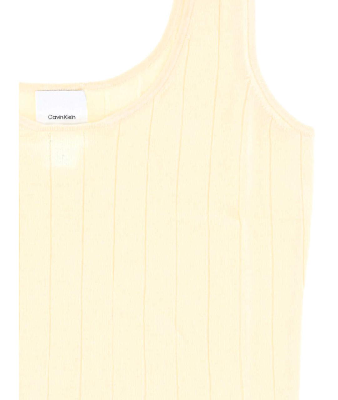 CALVIN KLEIN Желтая вискозная майка, фото 2